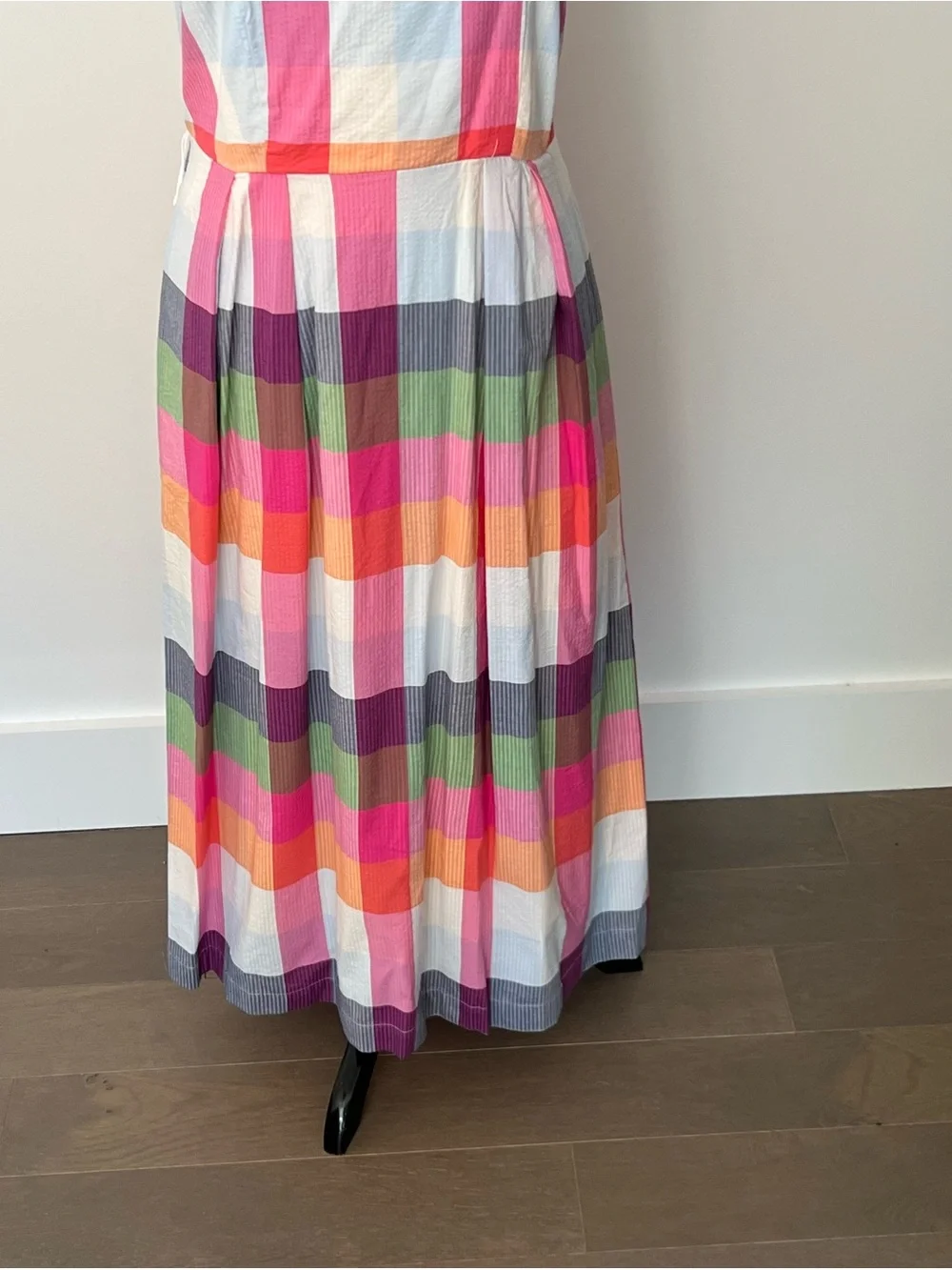 kate spade/Target Madras Plaid Midi Dress in Pink, Purple, Green, Peach, White